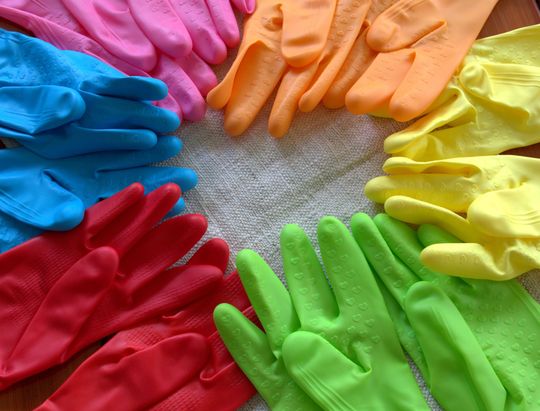 colourful rubber gloves 